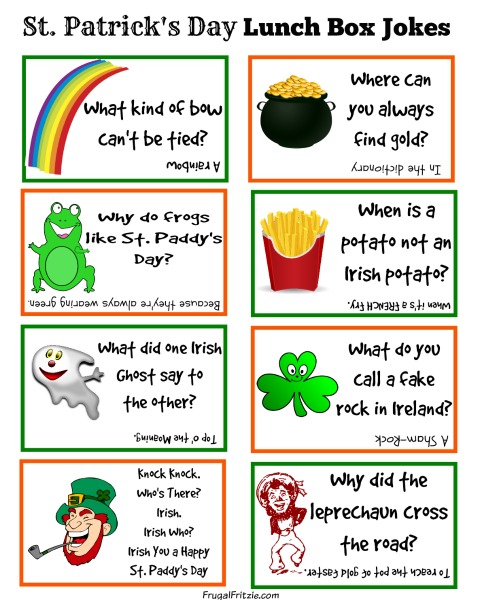 Free Printable St. Patrick's Day Kids Lunch Box Jokes