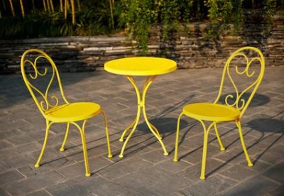 3-Piece Yellow Outdoor Bistro Set 