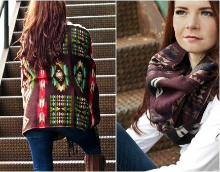 Wool Blend Tribal Shawl