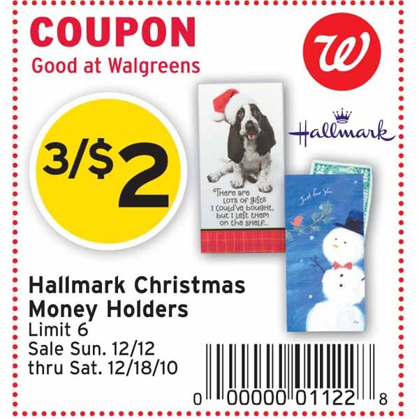 Free Hallmark Christmas Money Holder Cards at Walgreens Frugal Fritzie
